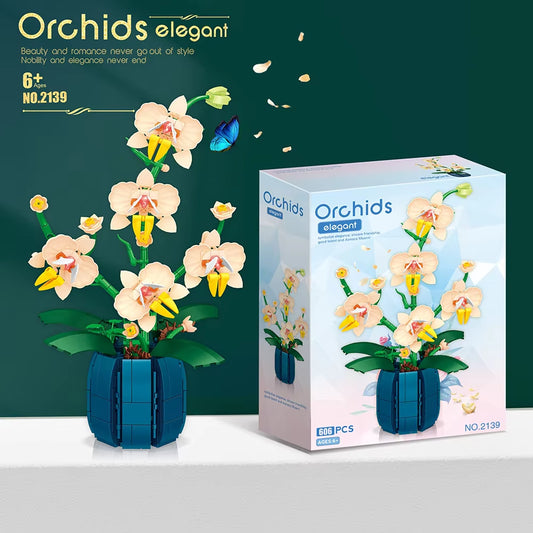 616PCS Orchid Building Blocks Flowers Bouquet Flower Blocks Bonsai Plant Model Bricks Romantic Home Decoration Toy for Kids Gift